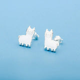 TrustDavis 925 Silver Alpaca Charm Stud Earrings
