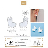 TrustDavis 925 Silver Alpaca Charm Stud Earrings