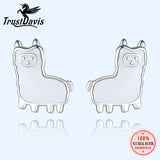 TrustDavis 925 Silver Alpaca Charm Stud Earrings