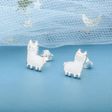 TrustDavis 925 Silver Alpaca Charm Stud Earrings
