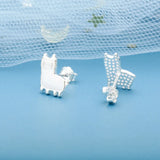 TrustDavis 925 Silver Alpaca Charm Stud Earrings