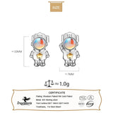 TrustDavis 925 Silver Astronaut Moonstone Earrings For Daughter Birthday Gift