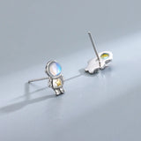 TrustDavis 925 Silver Astronaut Moonstone Earrings For Daughter Birthday Gift