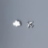 Real 925 Sterling Silver Clouds Plane Stud Earrings For Women Wedding Party