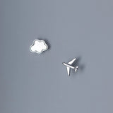 Real 925 Sterling Silver Clouds Plane Stud Earrings For Women Wedding Party