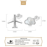 Real 925 Sterling Silver Clouds Plane Stud Earrings For Women Wedding Party