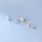 TrustDavis 925 Silver Asymmetric Starfish Shells Stud Earrings DA2157