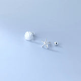 TrustDavis 925 Silver Asymmetric Starfish Shells Stud Earrings DA2157