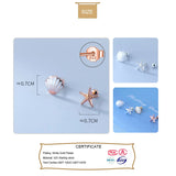 TrustDavis 925 Silver Asymmetric Starfish Shells Stud Earrings DA2157