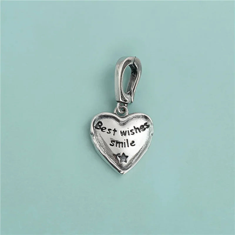 TrustDavis 925 Sterling Silver Sweet Wishes Smile Heart Pendant