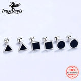 925 Silver Glaze Screw Earring Women Wedding Jewelry
