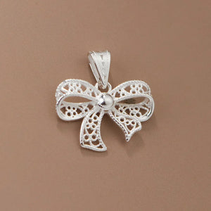 TrustDavis 925 Sterling Silver Bowknot Charm Pendant DIY Necklace