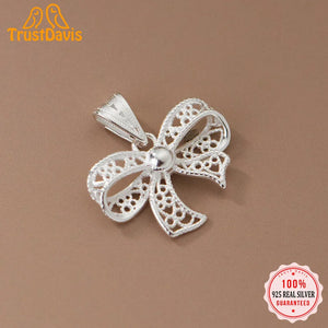 TrustDavis 925 Sterling Silver Bowknot Charm Pendant DIY Necklace