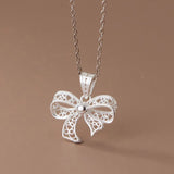 TrustDavis 925 Sterling Silver Bowknot Charm Pendant DIY Necklace