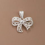 TrustDavis 925 Sterling Silver Bowknot Charm Pendant DIY Necklace