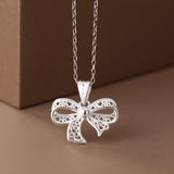 TrustDavis 925 Sterling Silver Bowknot Charm Pendant DIY Necklace