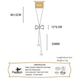 TrustDavis 925 Silver Bowknot Tassels Chain CZ Necklace For Women