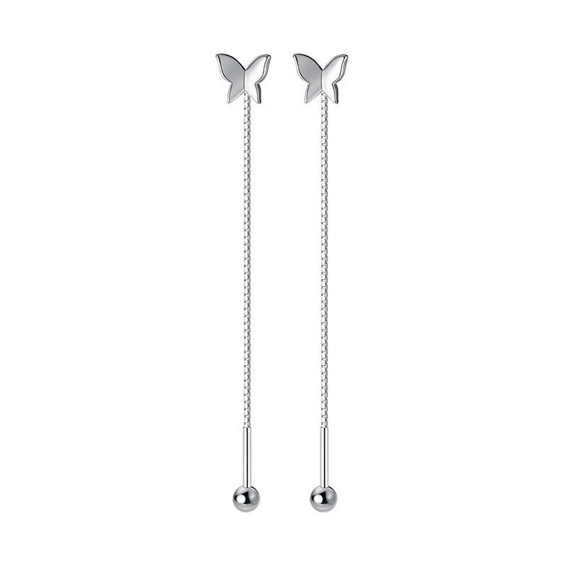 925 Sterling Silver Butterfly Screw Stud Earring for Women Party Jewelry