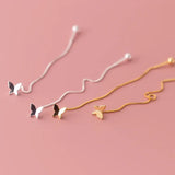 925 Sterling Silver Butterfly Screw Stud Earring for Women Party Jewelry