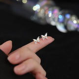 TrustDavis 925 Silver Butterfly CZ Earrings For Girls