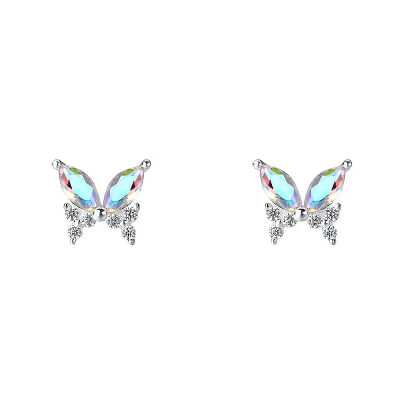 TrustDavis 925 Silver Butterfly CZ Earrings For Girls
