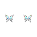 TrustDavis 925 Silver Butterfly CZ Earrings For Girls