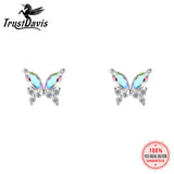 TrustDavis 925 Silver Butterfly CZ Earrings For Girls
