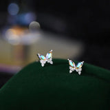 TrustDavis 925 Silver Butterfly CZ Earrings For Girls