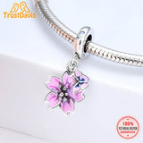 TrustDavis 925 Silver Butterfly Flower Charm Pendant