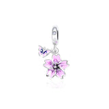 TrustDavis 925 Silver Butterfly Flower Charm Pendant