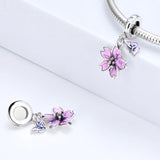 TrustDavis 925 Silver Butterfly Flower Charm Pendant