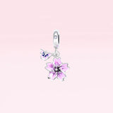 TrustDavis 925 Silver Butterfly Flower Charm Pendant