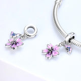 TrustDavis 925 Silver Butterfly Flower Charm Pendant
