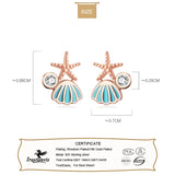925 Sterling Silver Shell Starfish CZ Stud Earrings For Women
