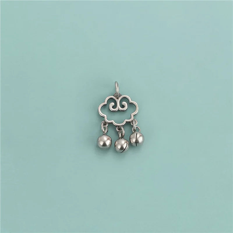 925 Sterling Silver Sweet Cloud Bell Charm Pendant DIY Necklace Accessories