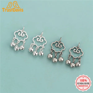 925 Sterling Silver Sweet Cloud Bell Charm Pendant DIY Necklace Accessories