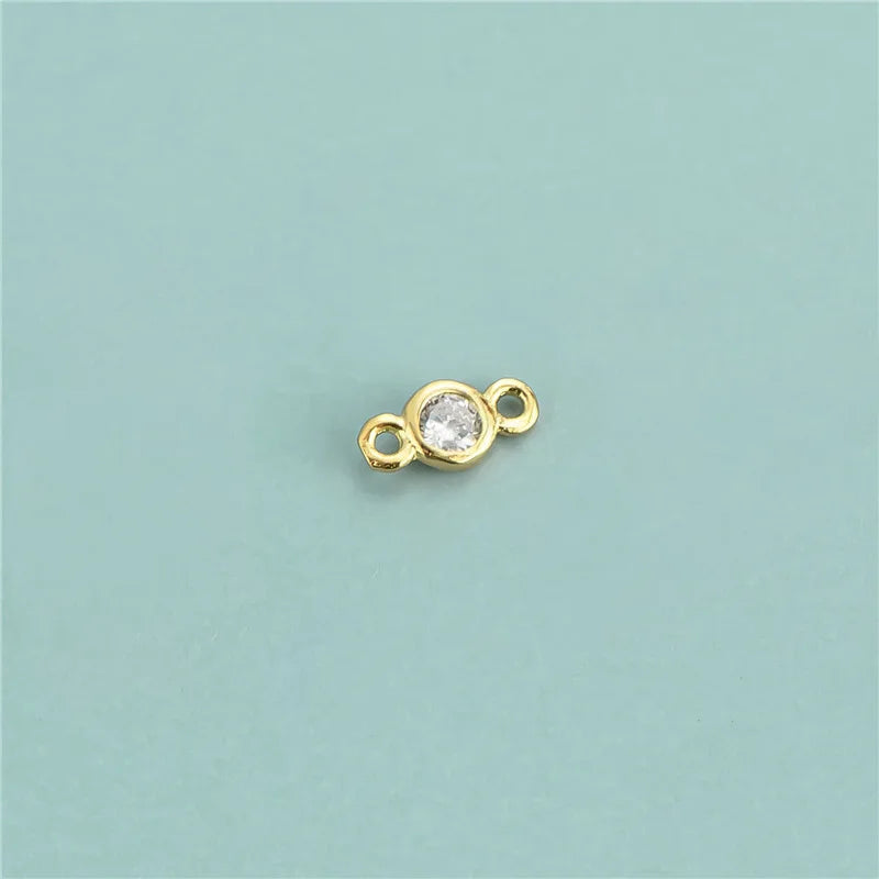 TrustDavis 925 Sterling Silver CZ Double Circle Mini Bracelet Necklace