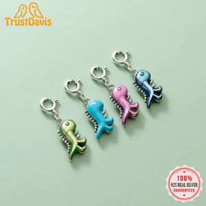 TrustDavis 925 Sterling Silver Dinosaur Pendant DIY Necklace