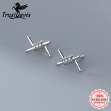 TrustDavis 925 Sterling Silver Spring Stud Earrings For Women Wedding Party