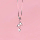 TrustDavis Silver Sweet Bears Star CZ Pendant DIY Necklace Accessor