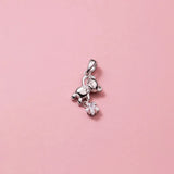 TrustDavis Silver Sweet Bears Star CZ Pendant DIY Necklace Accessor