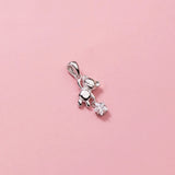 TrustDavis Silver Sweet Bears Star CZ Pendant DIY Necklace Accessor