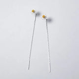 TrustDavis 925 Silver Daisy Flower Earrings Long Ear Line Jewelry DA2430