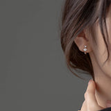 TrustDavis 925 Silver CZ Charm Hoop Earrings Wedding Jewelry