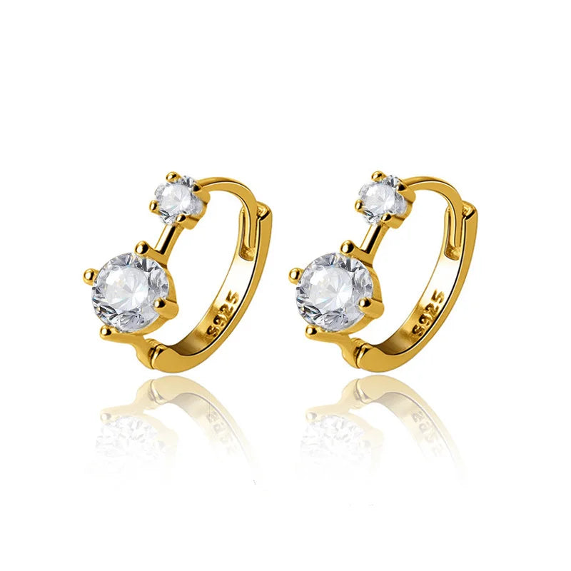 TrustDavis 925 Silver CZ Charm Hoop Earrings Wedding Jewelry