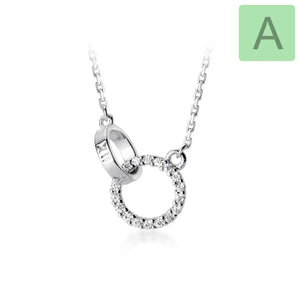 TrustDavis 925 Silver Double Heart CZ Pendant Necklace