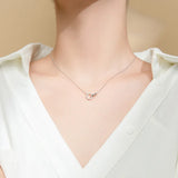 TrustDavis 925 Silver Double Heart CZ Pendant Necklace