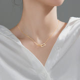 TrustDavis 925 Silver Double Heart CZ Pendant Necklace