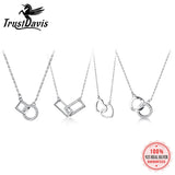 TrustDavis 925 Silver Double Heart CZ Pendant Necklace