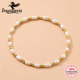 TrustDavis 925 Silver Freshwater Pearl Bracelet for Women DA2059